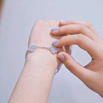 [Clover Jewelery]CLOVER  5 MOTIF PURPLE CHALCEDONY BRACELET SILVER