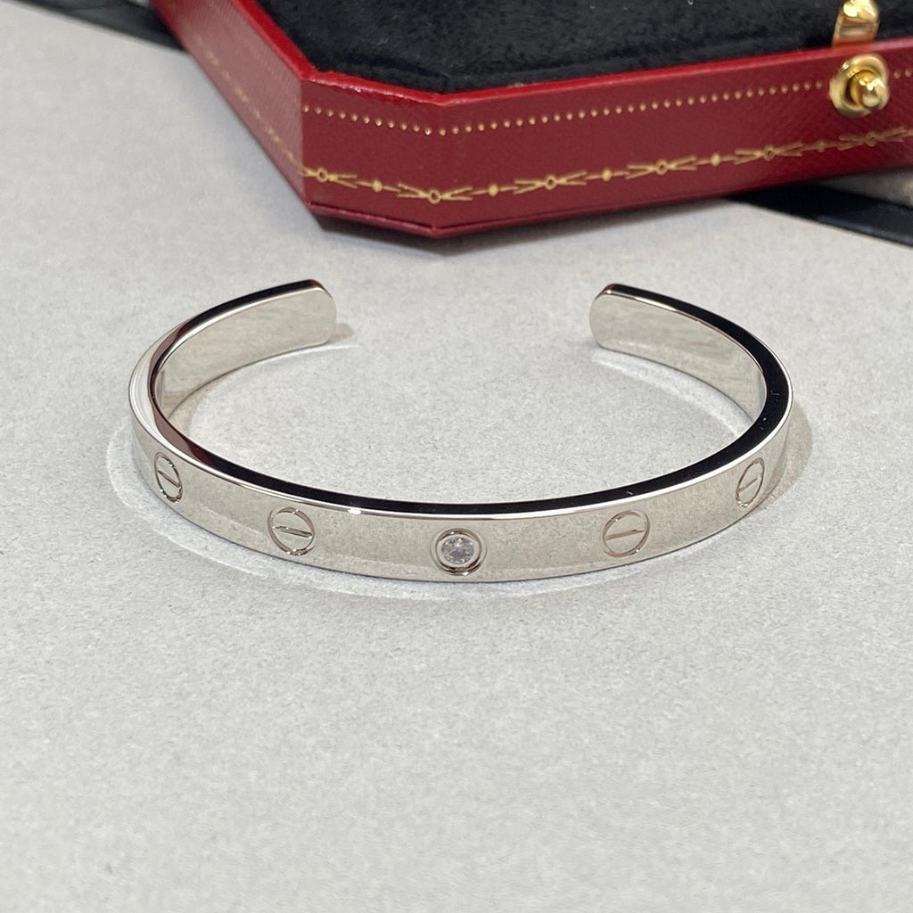 [Clover Jewelry]LOVE BRACELET 6.1MM 1 DIAMOND OPEN CUFF