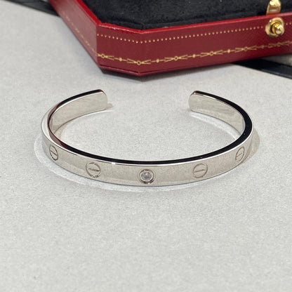 [Clover Jewelery]LOVE BRACELET 6.1MM 1 DIAMOND OPEN CUFF