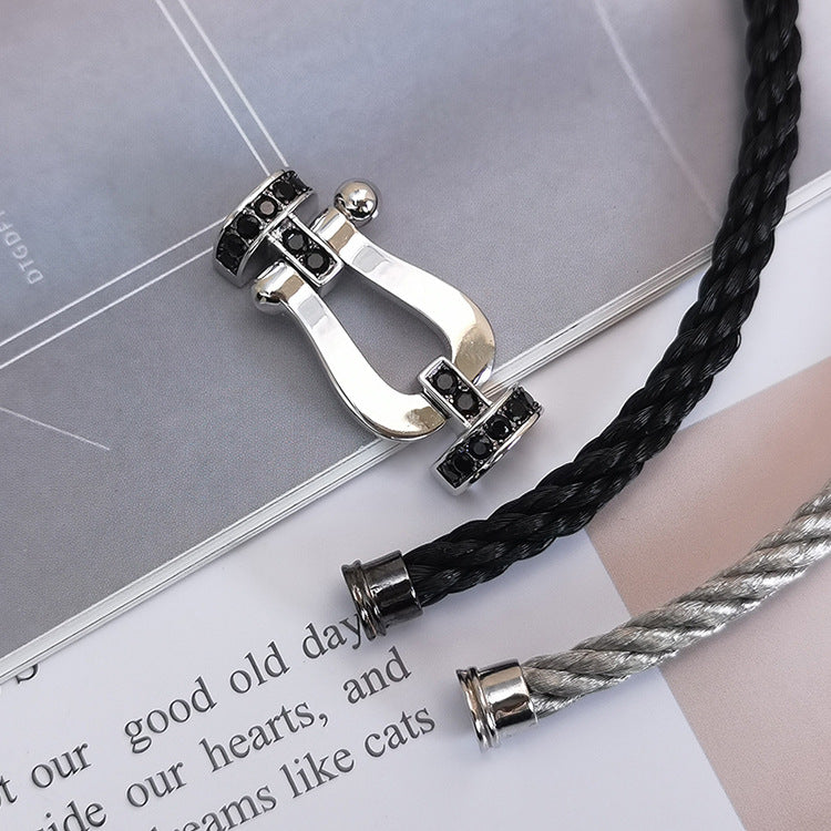 [Clover Jewelry]FORCE LARGE HORSESHOE BLACK DIAMOND BRACELET SILVER