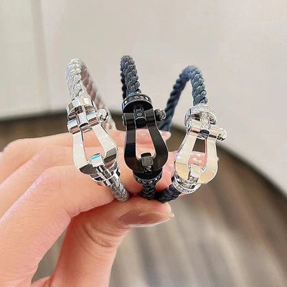 [Clover Jewelery]FORCE LARGE HORSESHOE FULL DIAMOND BRACELET SILVER