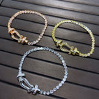 [Clover Jewelry]FORCE  LARGE HORSESHOE FULL DIAMOND TENNIS BRACELET