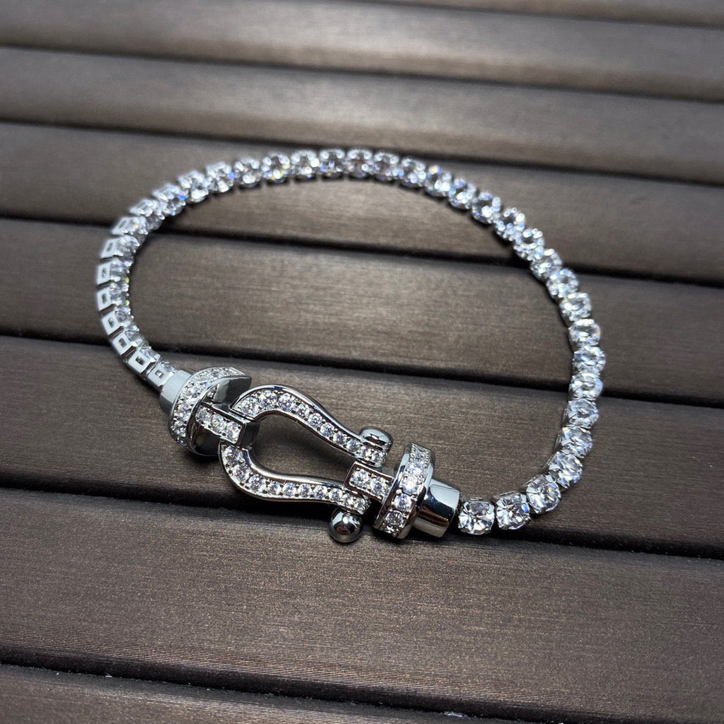 [Clover Jewelry]FORCE  LARGE HORSESHOE FULL DIAMOND TENNIS BRACELET