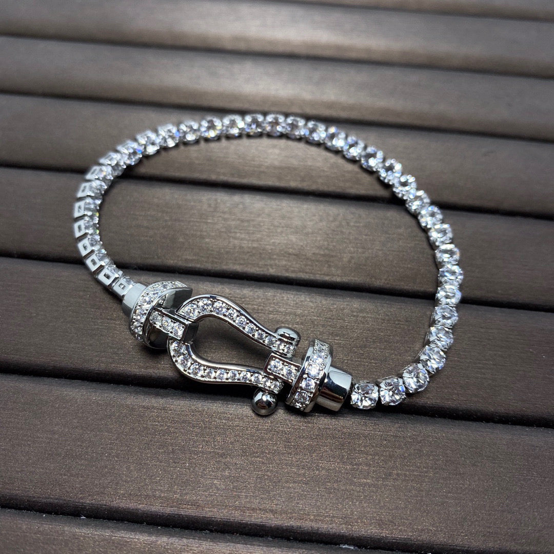 [Clover Jewelry]FORCE  LARGE HORSESHOE FULL DIAMOND TENNIS BRACELET