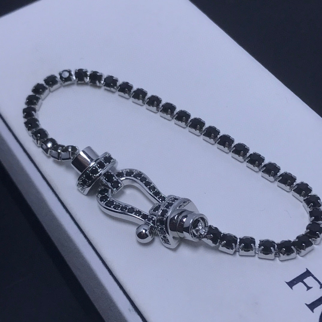 [Clover Jewelry]FORCE  LARGE HORSESHOE FULL DIAMOND TENNIS BRACELET