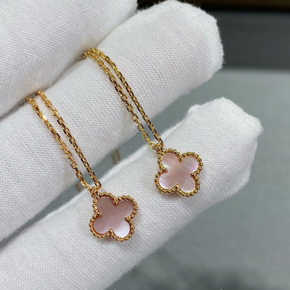 [Clover Jewelery]CLOVER 15MM PINK MOTHER-OF-PEARL SINGLE FLOWER NECKLACE