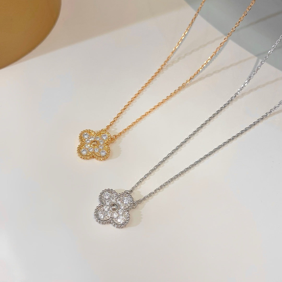 [Clover Jewelry]CLOVER 15MM DIAMOND SINGLE FLOWER NECKLACE