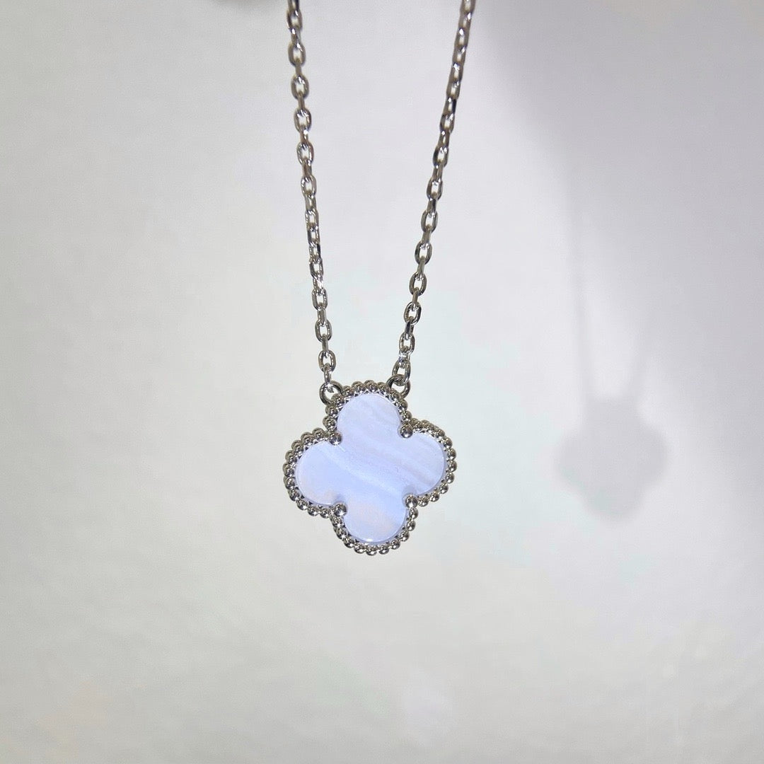 [Clover Jewelry]CLOVER 15MM BLUE CHALCEDONY NECKLACE SILVER