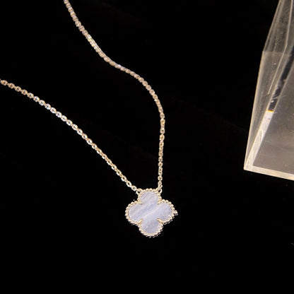 [Clover Jewelery]CLOVER 15MM BLUE CHALCEDONY NECKLACE SILVER