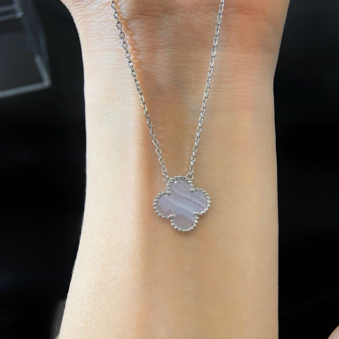 [Clover Jewelery]CLOVER 15MM BLUE CHALCEDONY NECKLACE SILVER
