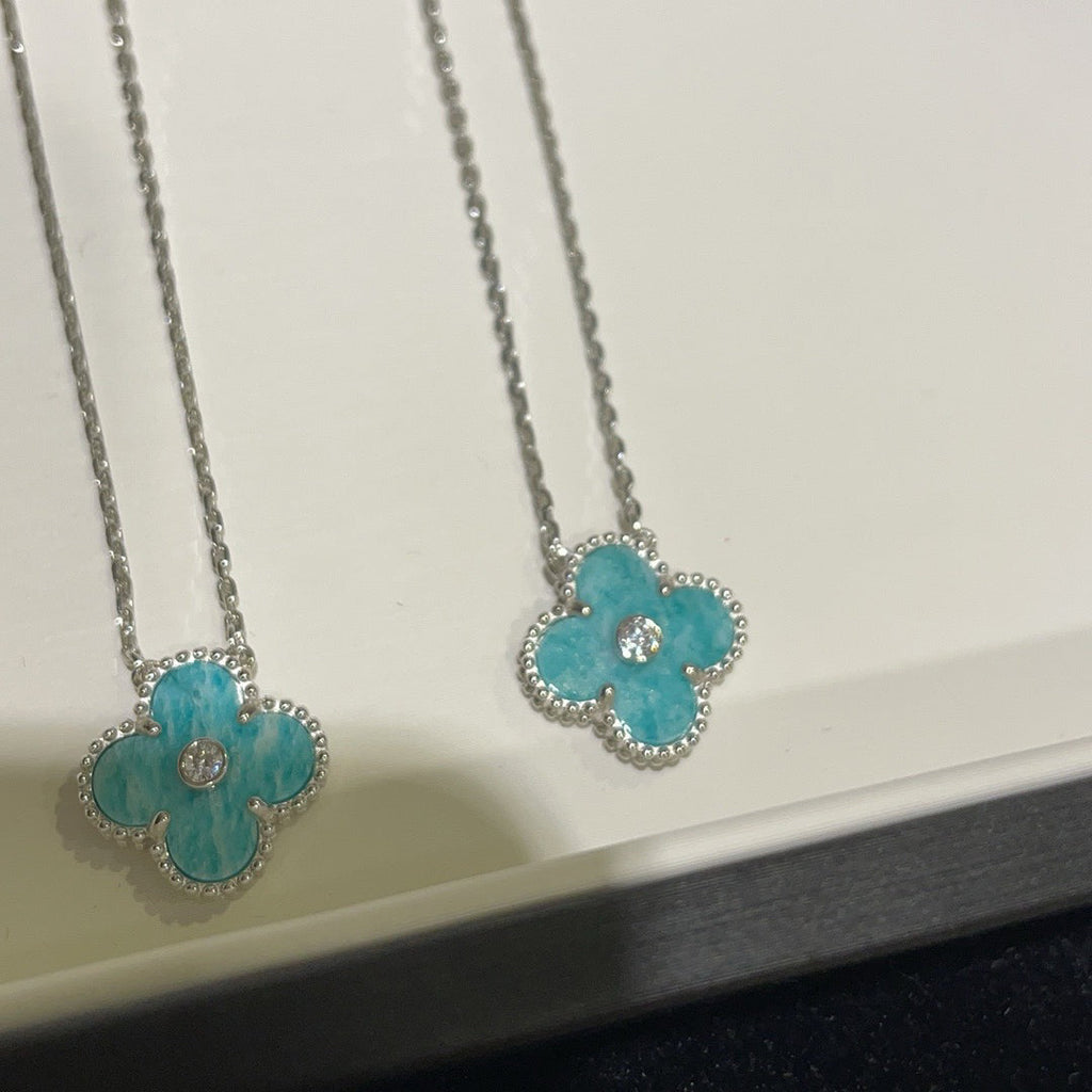 [Clover Jewelry]KLEE 15MM DIAMANT SVRES PORZELLAN HALSKETTE SILBER