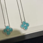 [Clover Jewelry]KLEE 15MM DIAMANT SVRES PORZELLAN HALSKETTE SILBER