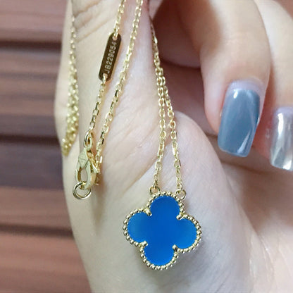 [Clover Jewelery]CLOVER 15MM BLUE AGATE NECKLACE