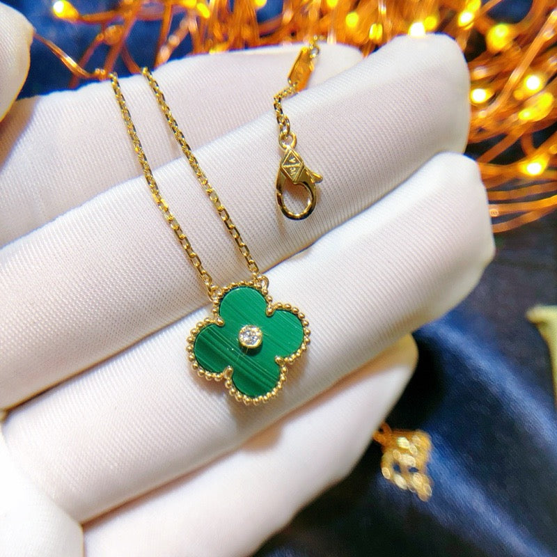 [Clover Jewelery]CLOVER 15MM DIAMOND TURQUOISE NECKLACE
