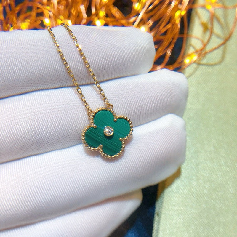 [Clover Jewelry]クローバー 15MM ダイヤモンド ターコイズ ネックレス