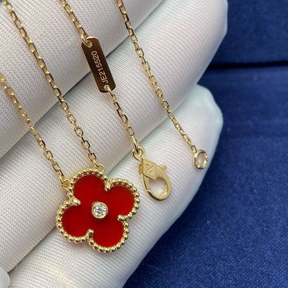 [Clover Jewelery]CLOVER 15MM DIAMOND CARNELIAN NECKLACE