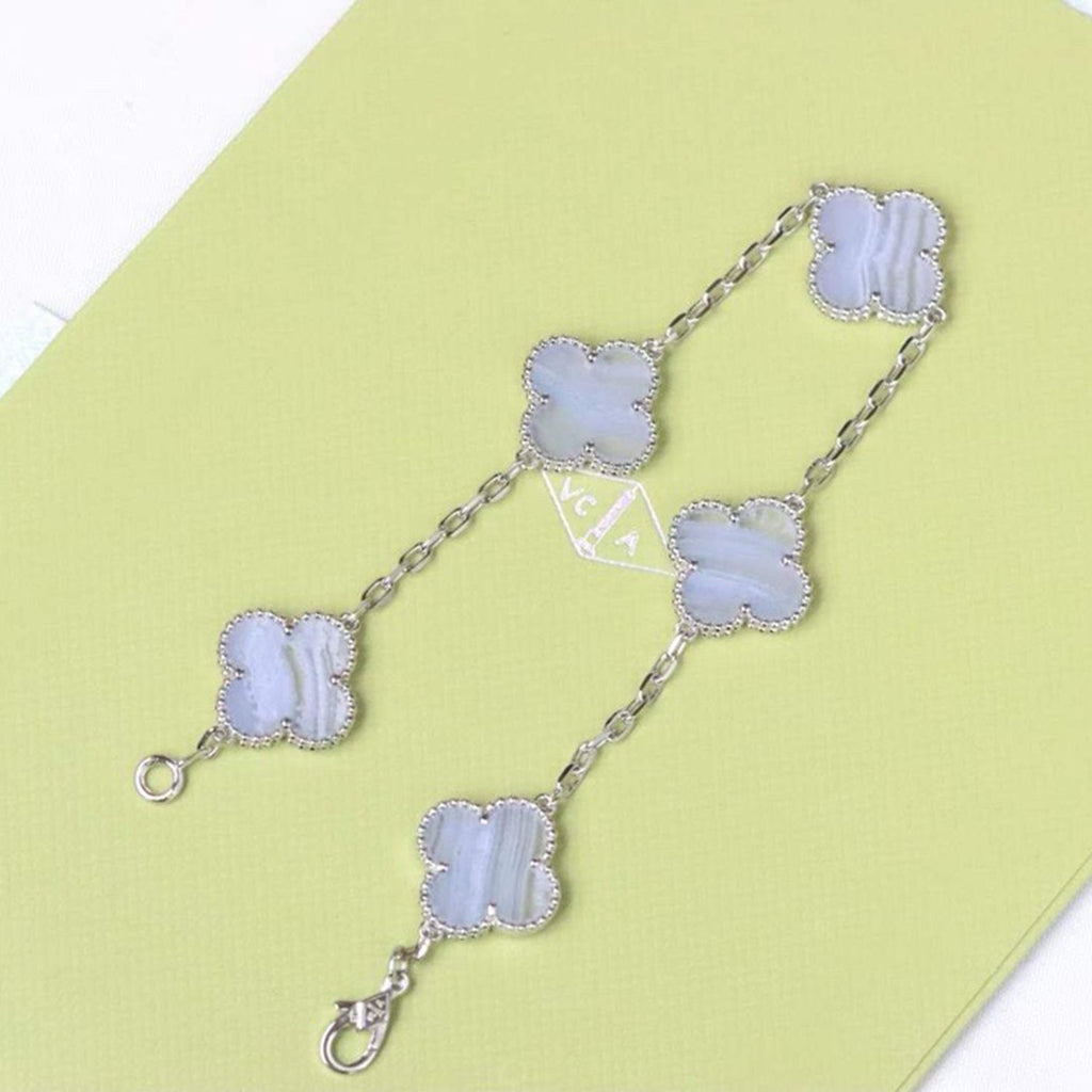 [Clover Jewelry]CLOVER  5 MOTIF PURPLE CHALCEDONY BRACELET SILVER