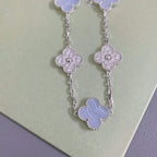 [Clover Schmuck]CLOVER 5 MOTIV DIAMANT LILA CHALCEDON ARMBAND SILBER