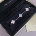 [Clover Schmuck]CLOVER 5 MOTIV DIAMANT LILA CHALCEDON ARMBAND SILBER