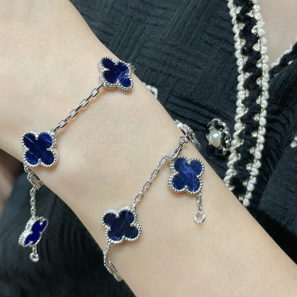[Clover Jewelery]CLOVER 5 MOTIF PIETERSITE SILVER BRACELET