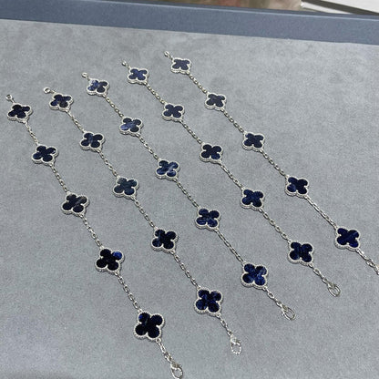 [Clover Jewelery]CLOVER 5 MOTIF PIETERSITE SILVER BRACELET