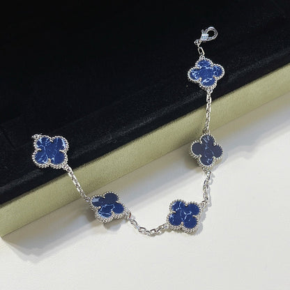 [Clover Jewelery]CLOVER 5 MOTIF PIETERSITE SILVER BRACELET