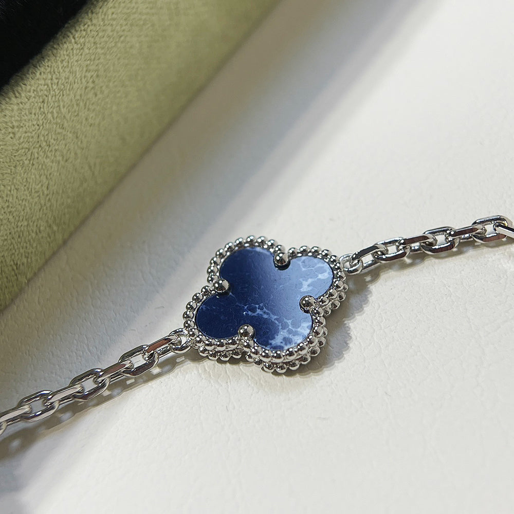 [Clover Jewelry]CLOVER 5 MOTIF PIETERSITE SILVER BRACELET