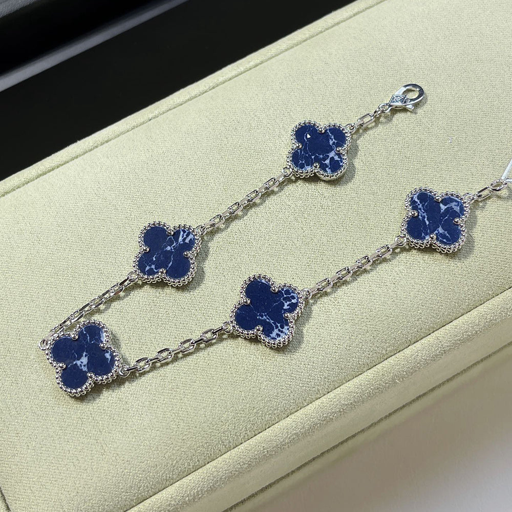 [Clover Jewelery]CLOVER 5 MOTIF PIETERSITE SILVER BRACELET
