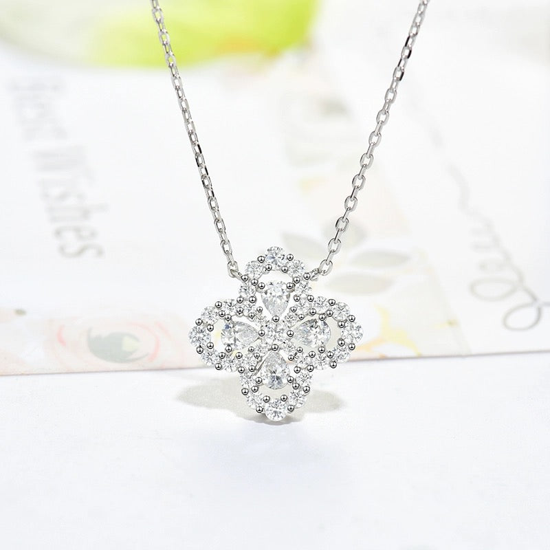 [Clover Jewelery]LOOP NECKLACE FULL MOTIF DIAMOND 16MM MULTIPLE COLORS