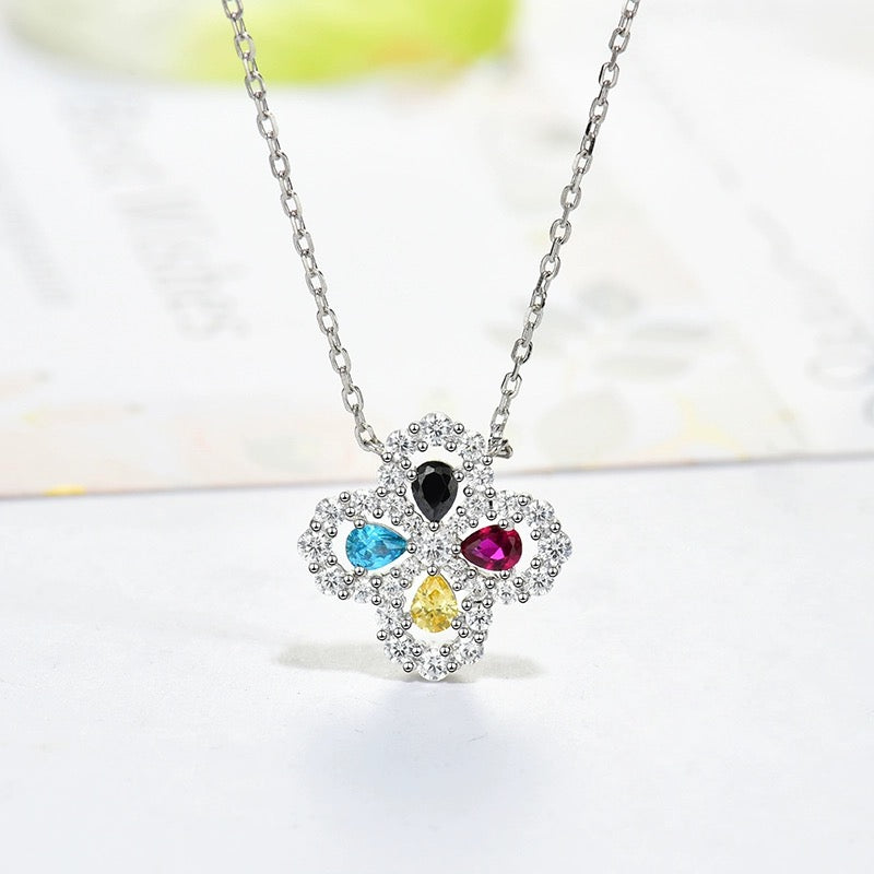 [Clover Jewelry]LOOP NECKLACE FULL MOTIF DIAMOND 16MM MULTIPLE COLORS