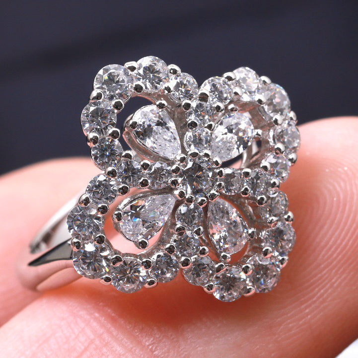 [Clover Jewelery]LOOP RING FULL MOTIF DIAMOND 16MM SILVE