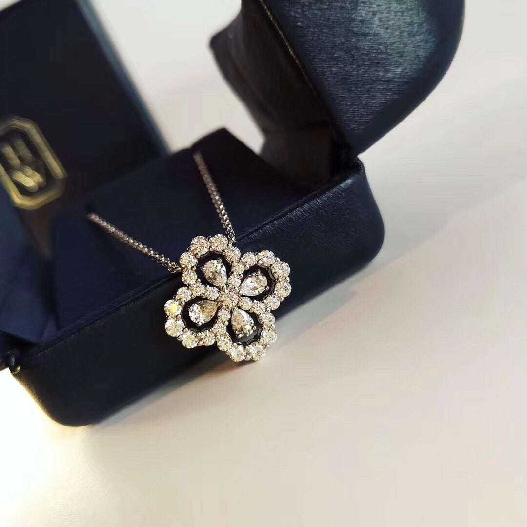 [Clover Jewelry]LOOP NECKLACE FULL MOTIF DIAMOND 16MM MULTIPLE COLORS