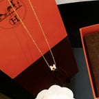 [Clover Jewelry]H WHITE SQUARE GOLD NECKLACE