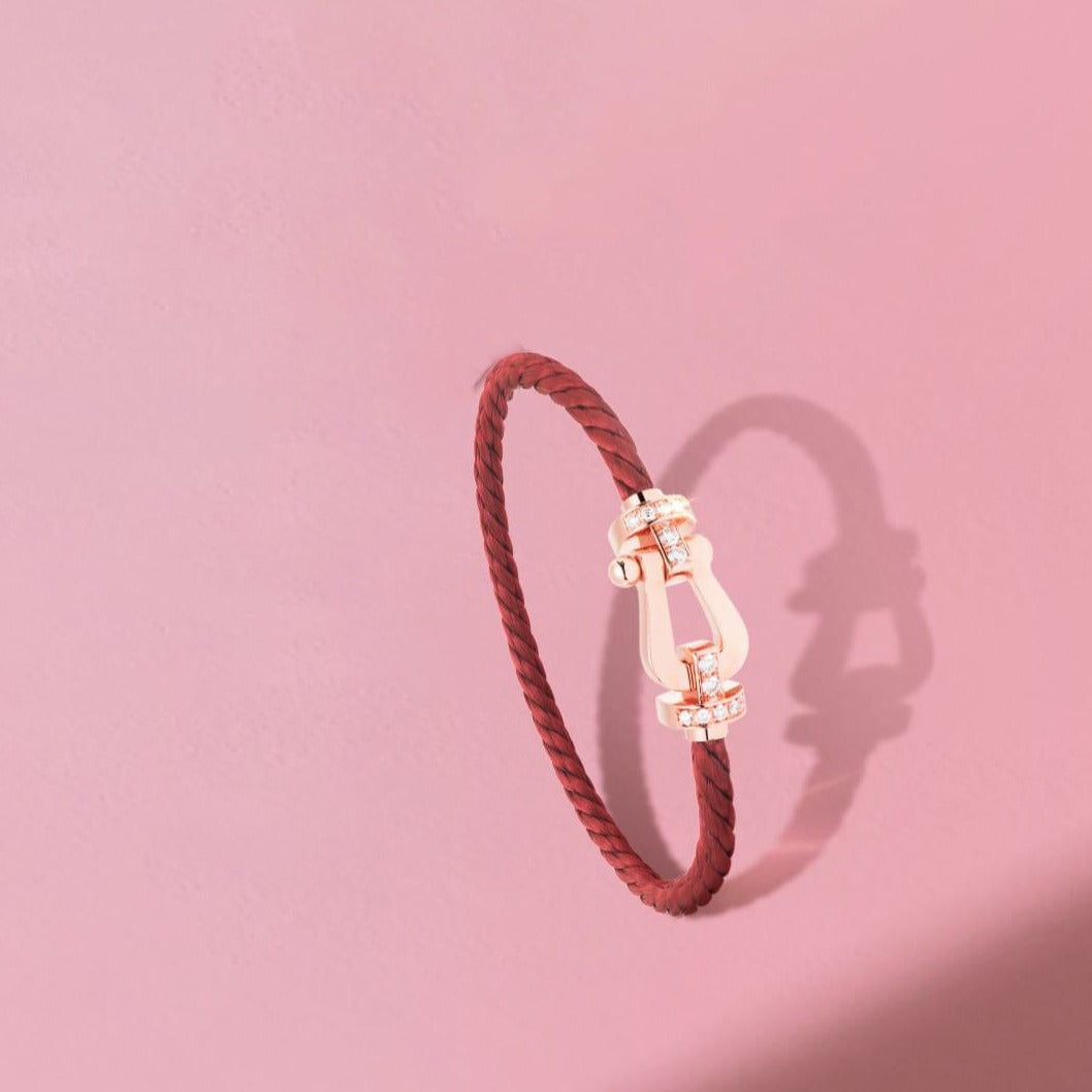 [Clover Jewelry]FORCE 10 HALF DIAMOND PINK GOLD RED CORDERI LARGE AND MEDIUM MODEL