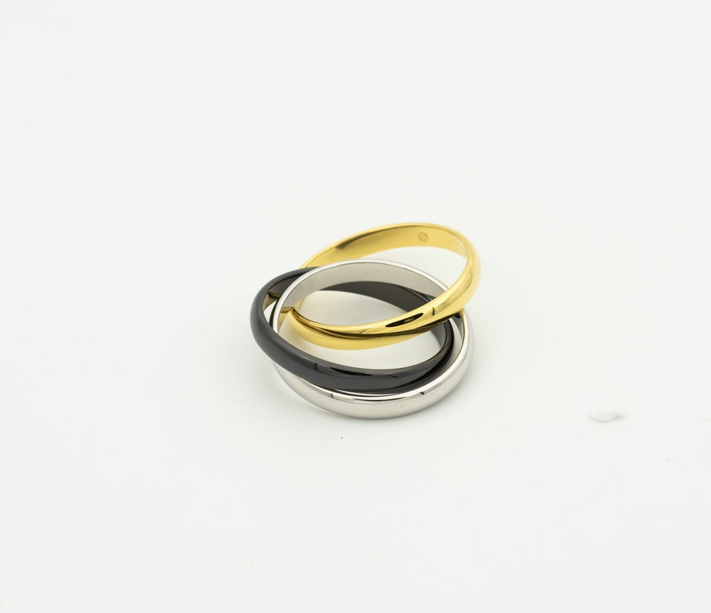 [Clover Jewelry]トリニティーリング ブラックゴールドシルバー