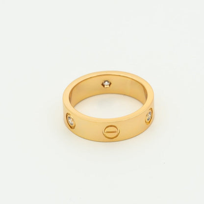 [Clover Jewelery]LOVE RING 5.5MM 3 DIAMONDS PINK GOLD