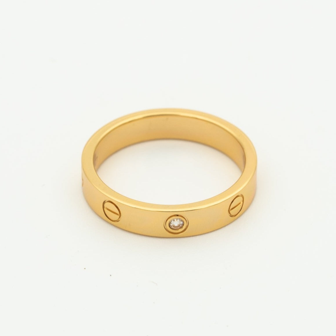 [Clover Jewelery]LOVE RING 4MM 1 DIAMOND PINK GOLD