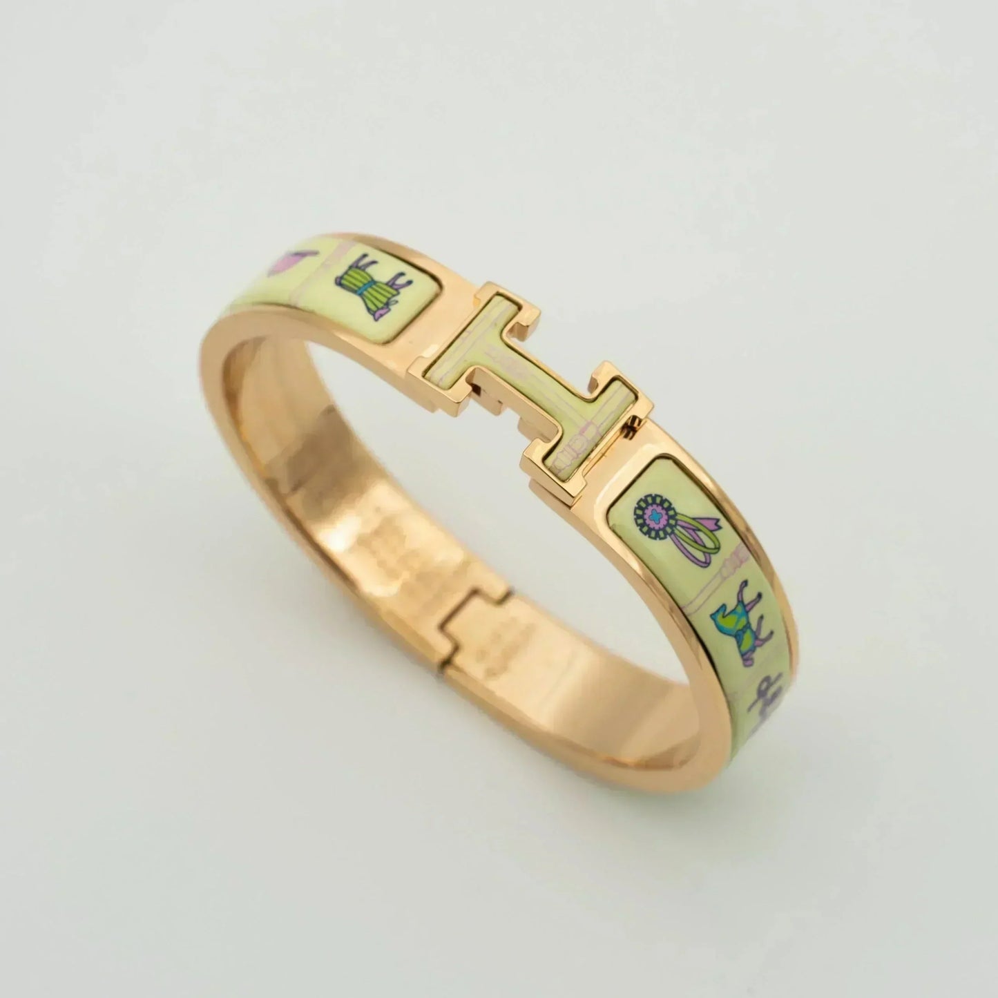 [Clover Jewelery]H PINK GOLD BRACELET CREAM CERAMIC