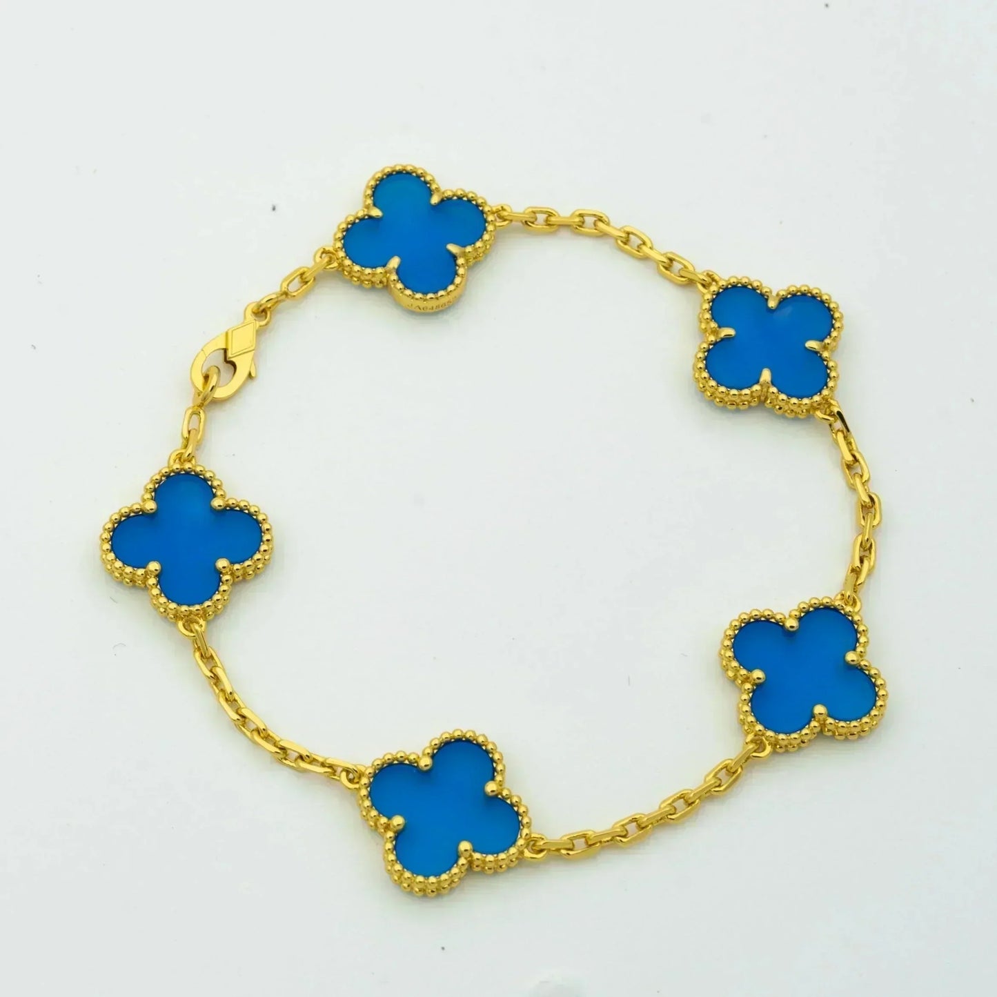 [Clover Jewelery]CLOVER 5 MOTIFS BLUE AGATE BRACELET