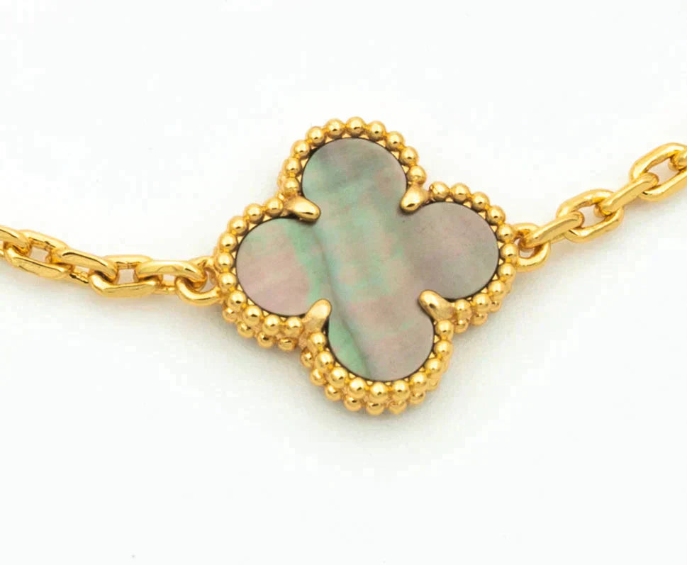 [Clover Jewelry]クローバー 5モチーフ グレーMOP ダイヤモンド ブレスレット