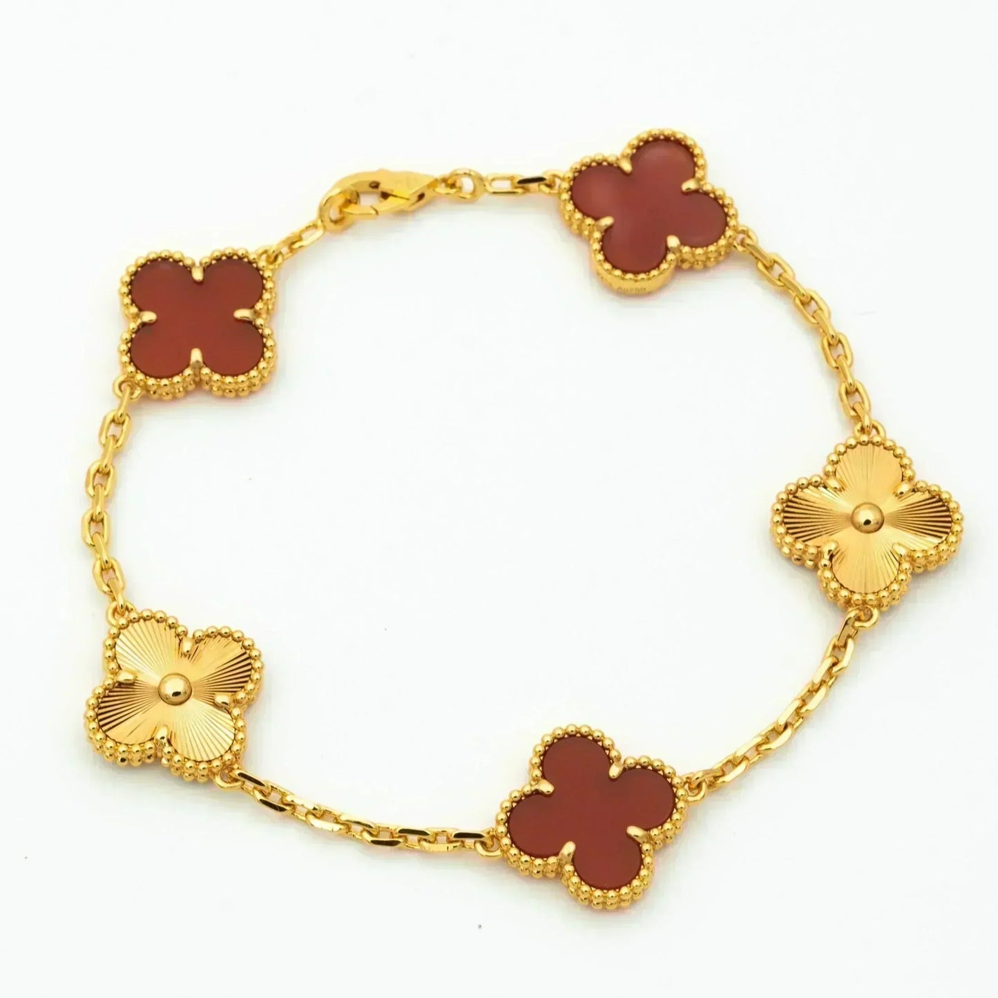 [Clover Jewelery]CLOVER  5 MOTIFS CARNELIAN GOLD BRACELET