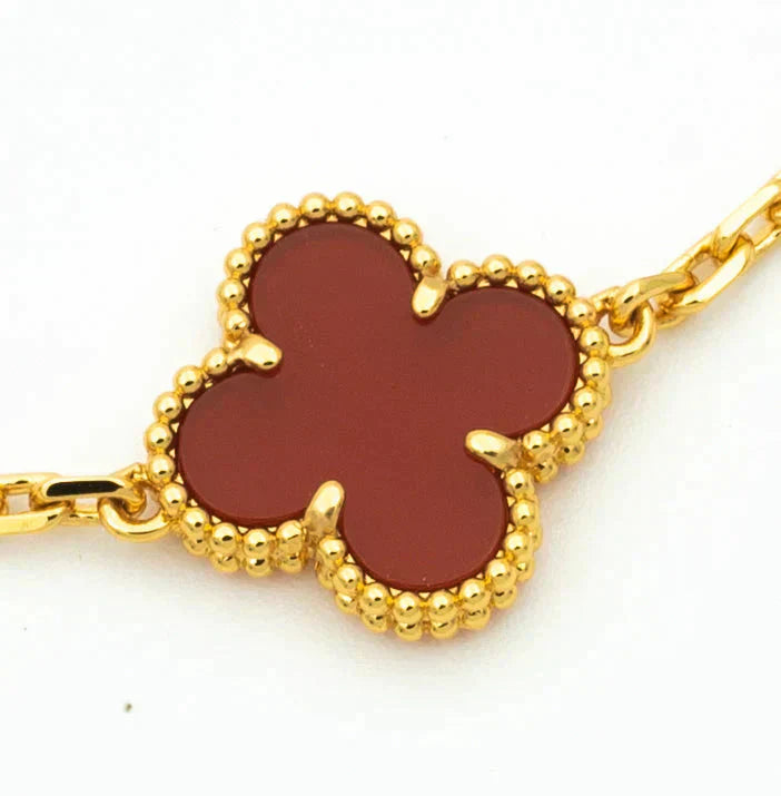 [Clover Jewelery]CLOVER  5 MOTIFS CARNELIAN GOLD BRACELET