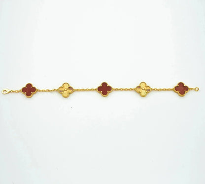 [Clover Jewelery]CLOVER  5 MOTIFS CARNELIAN GOLD BRACELET