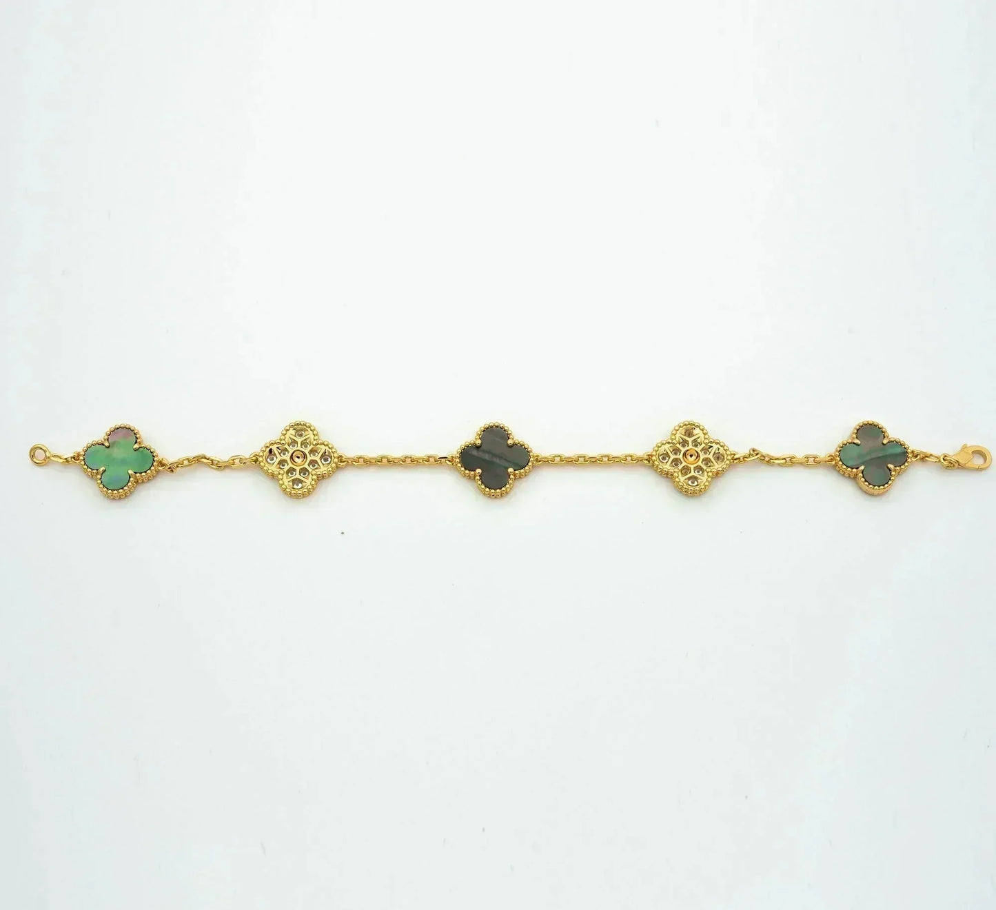 [Clover Jewelry]CLOVER 5 MOTIV GRAUES MOP DIAMANTARMBAND