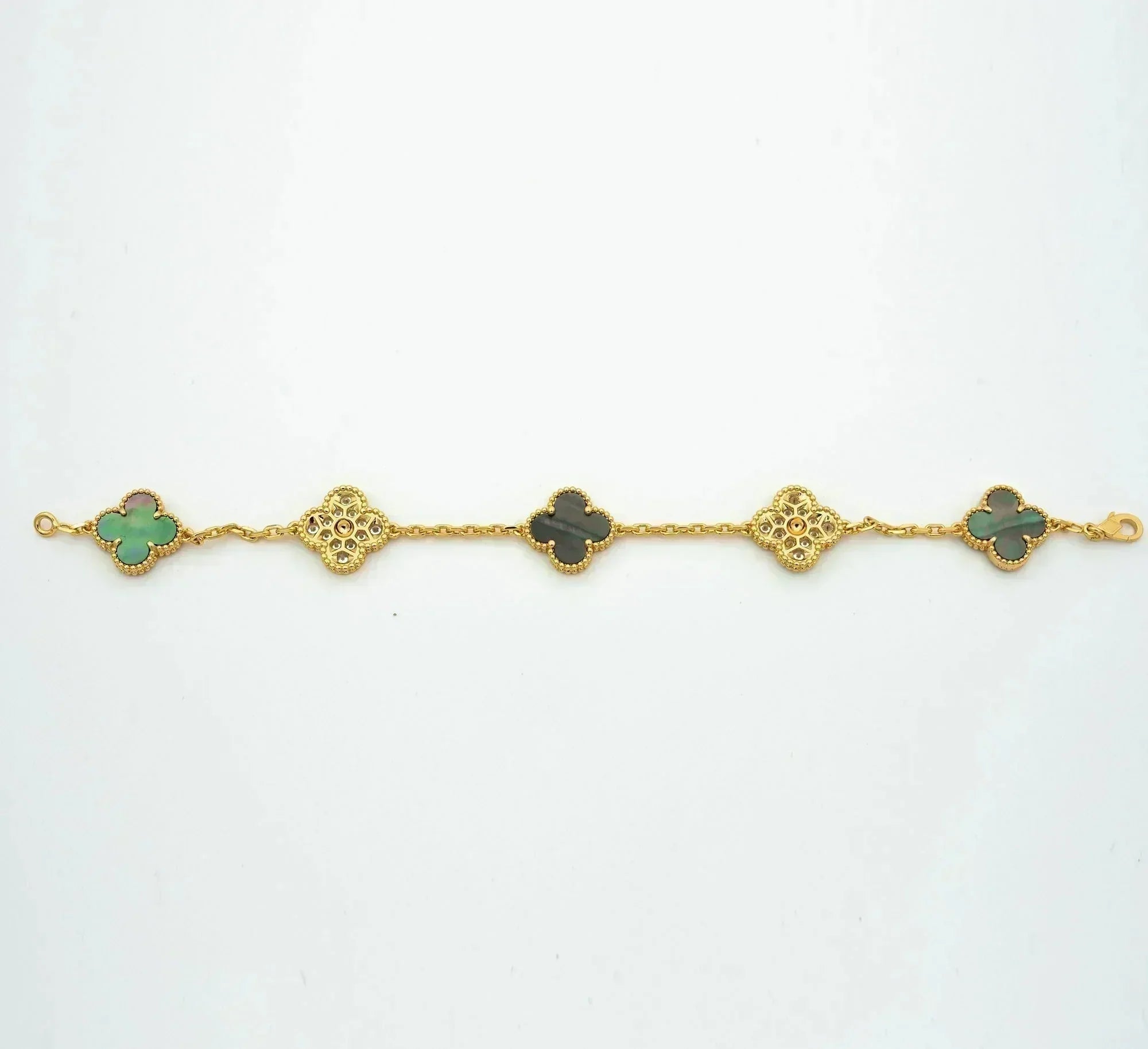 [Clover Jewelry]CLOVER 5 MOTIF GRAY MOP DIAMOND BRACELET