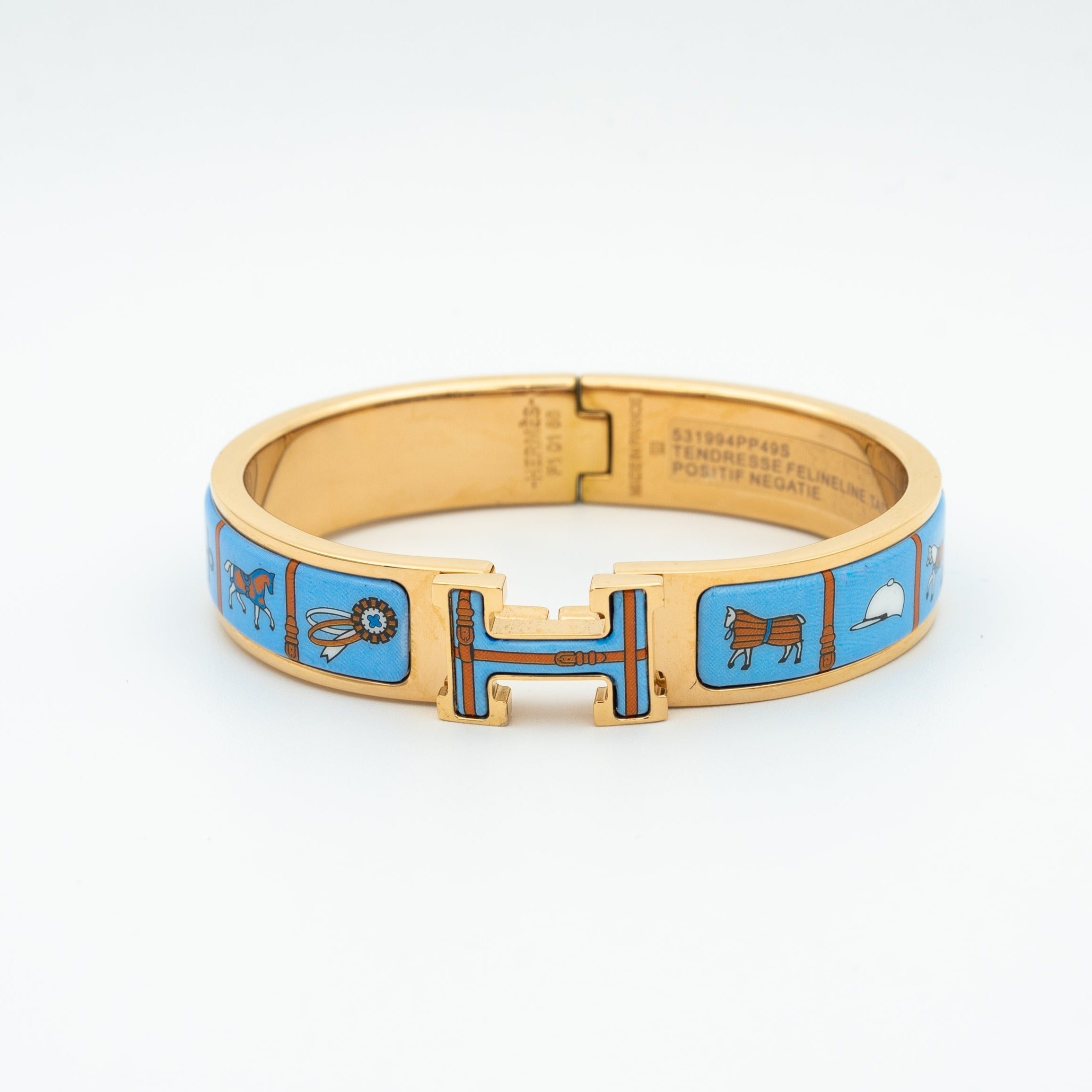 [Clover Jewelry]H PINK GOLD BRACELET BLUE CERAMIC