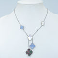 [Clover Jewelry]KLEE MOP CHALCEDON HALSKETTE SILBER 6 MOTIVE