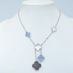 [Clover Jewelry]KLEE MOP CHALCEDON HALSKETTE SILBER 6 MOTIVE