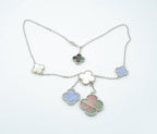 [Clover Jewelry]KLEE MOP CHALCEDON HALSKETTE SILBER 6 MOTIVE
