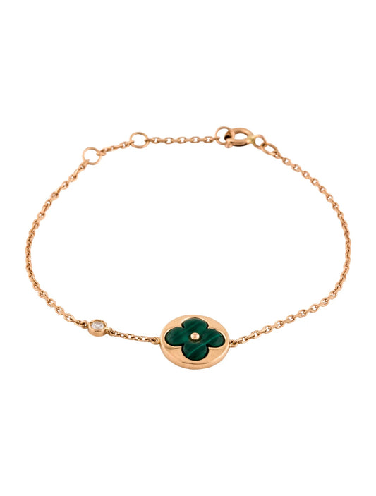 [Clover Jewelery]SUN MALACHITE 1 DIAMOND PINK GOLD BRACELET